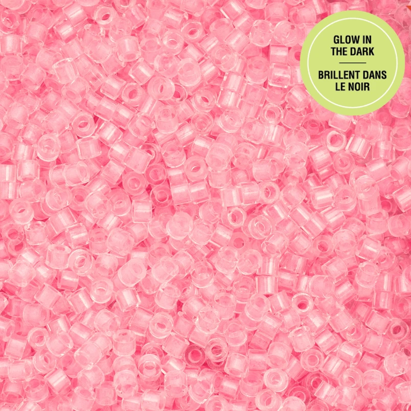 Cylin Bead 11/0 25g Bag Glow in Dark - Neon Pink (Glow Orange) Cylin Bead 11/0