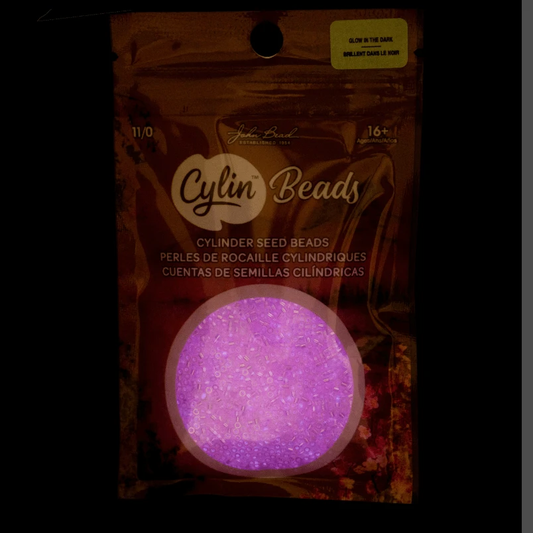Cylin Bead 11/0 25g Bag Glow in Dark - Rose Pink AB (Glow Pink) Cylin Bead 11/0