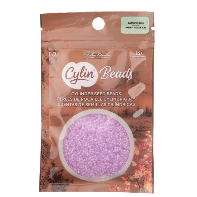Cylin Bead 11/0 25g Bag Glow in Dark - Violet Cylin Bead 11/0