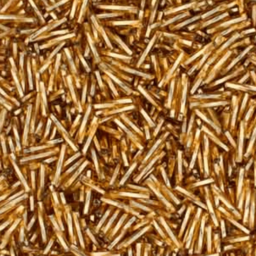 Czech Twisted Bugles - Long Silver Line Gold, #5 20g Bugles Beads