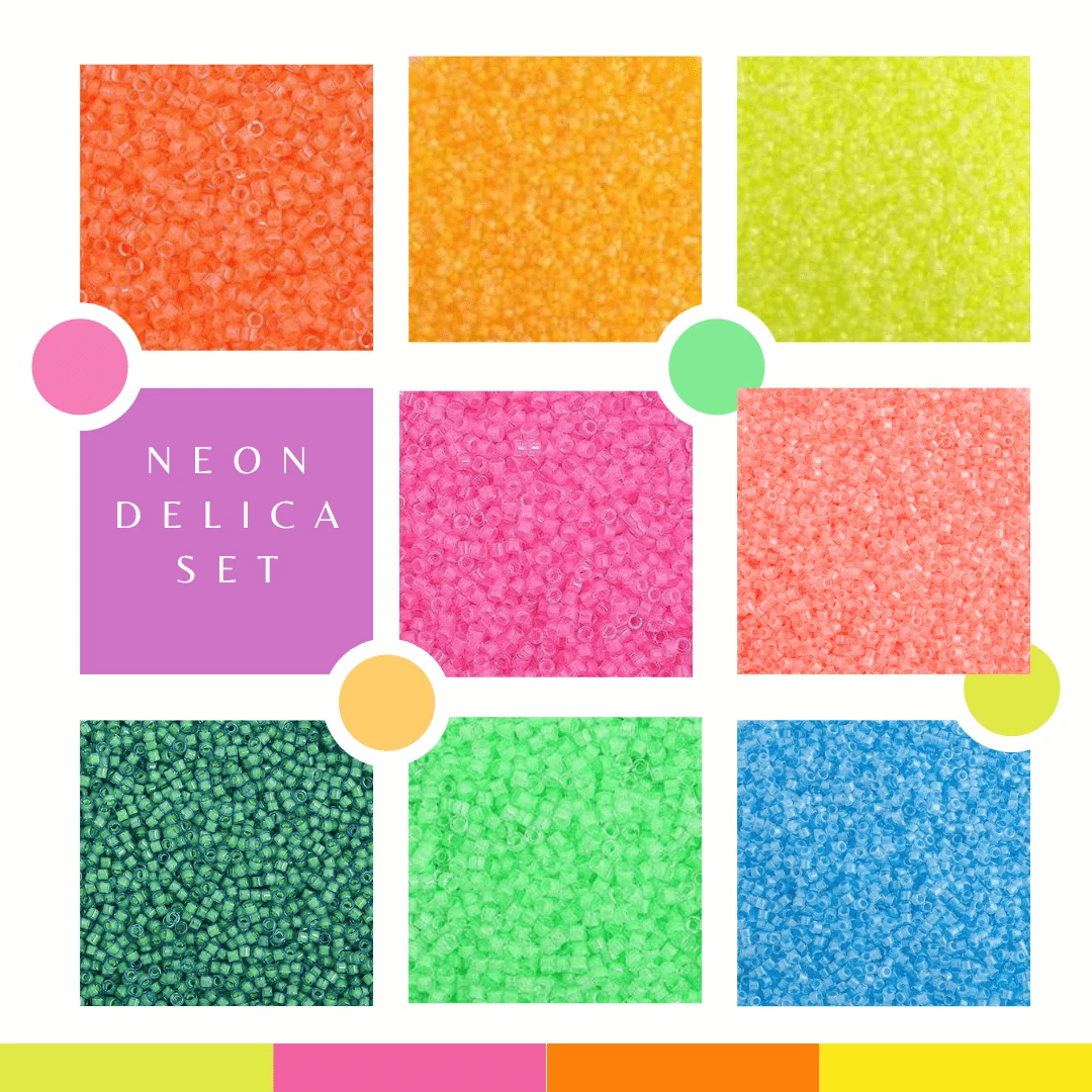 Delica Luminous Neon Set, 8 Delica Beads Set, Promotion Delica Beads