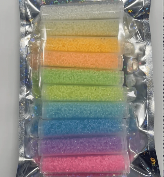 DELUXE NEON GLOW IN DARK SET, 11/0 Seedbeads in 10g x 10 colours, BLACK FRIDAY PROMO Promotions