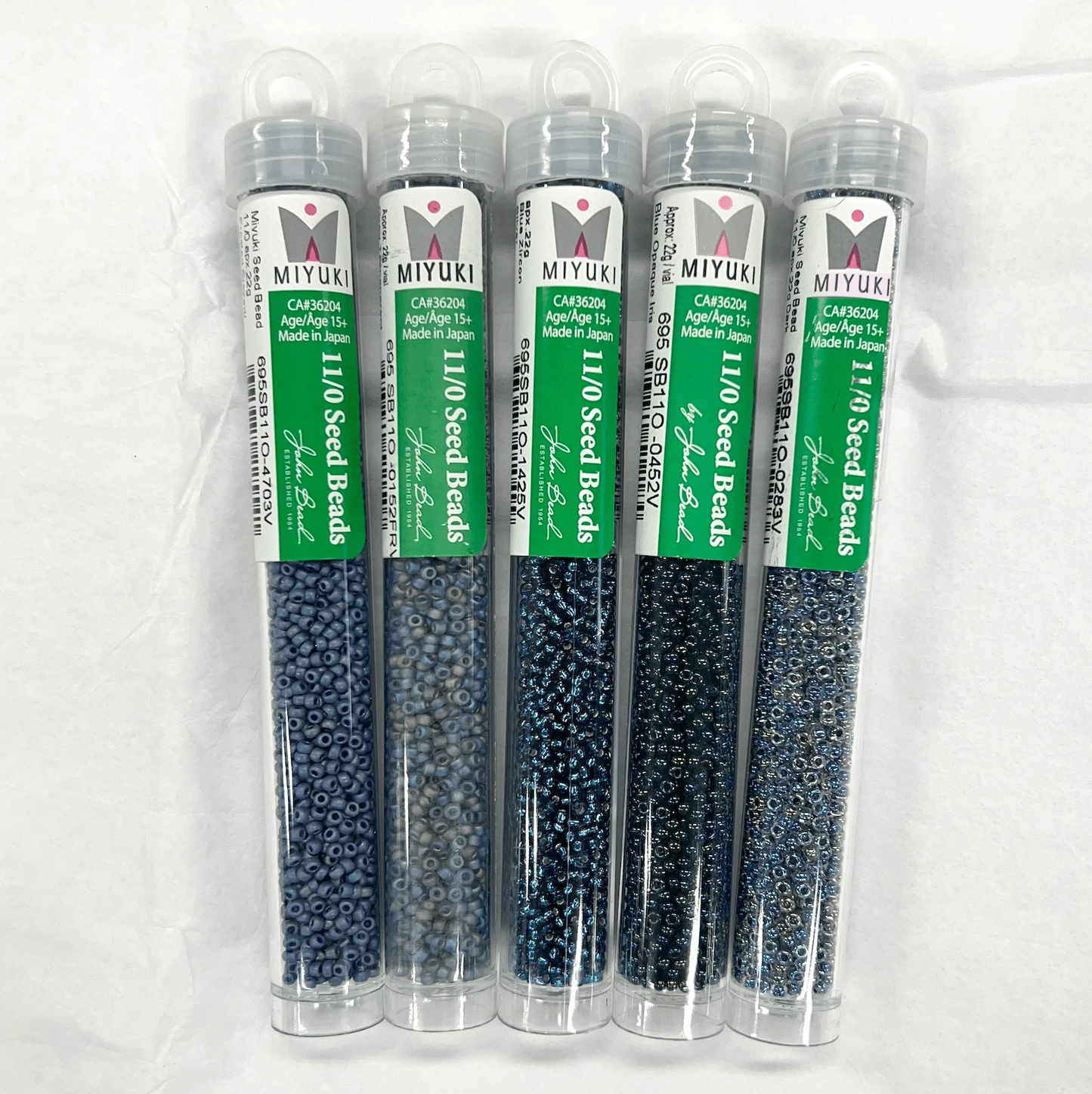 👖Denim Blue Jeans👖 5 Blue Ombre Colours in 22g Miyuki Seedbead Set, Promotions Promotions