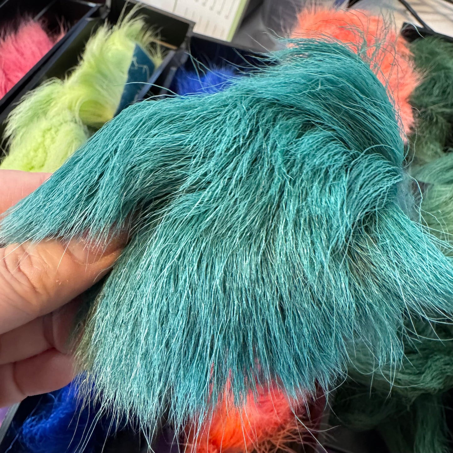Emerald Teal Green Caribou Fur Dyed Natural Caribou Fur 1×3 inch Strip for Tufting