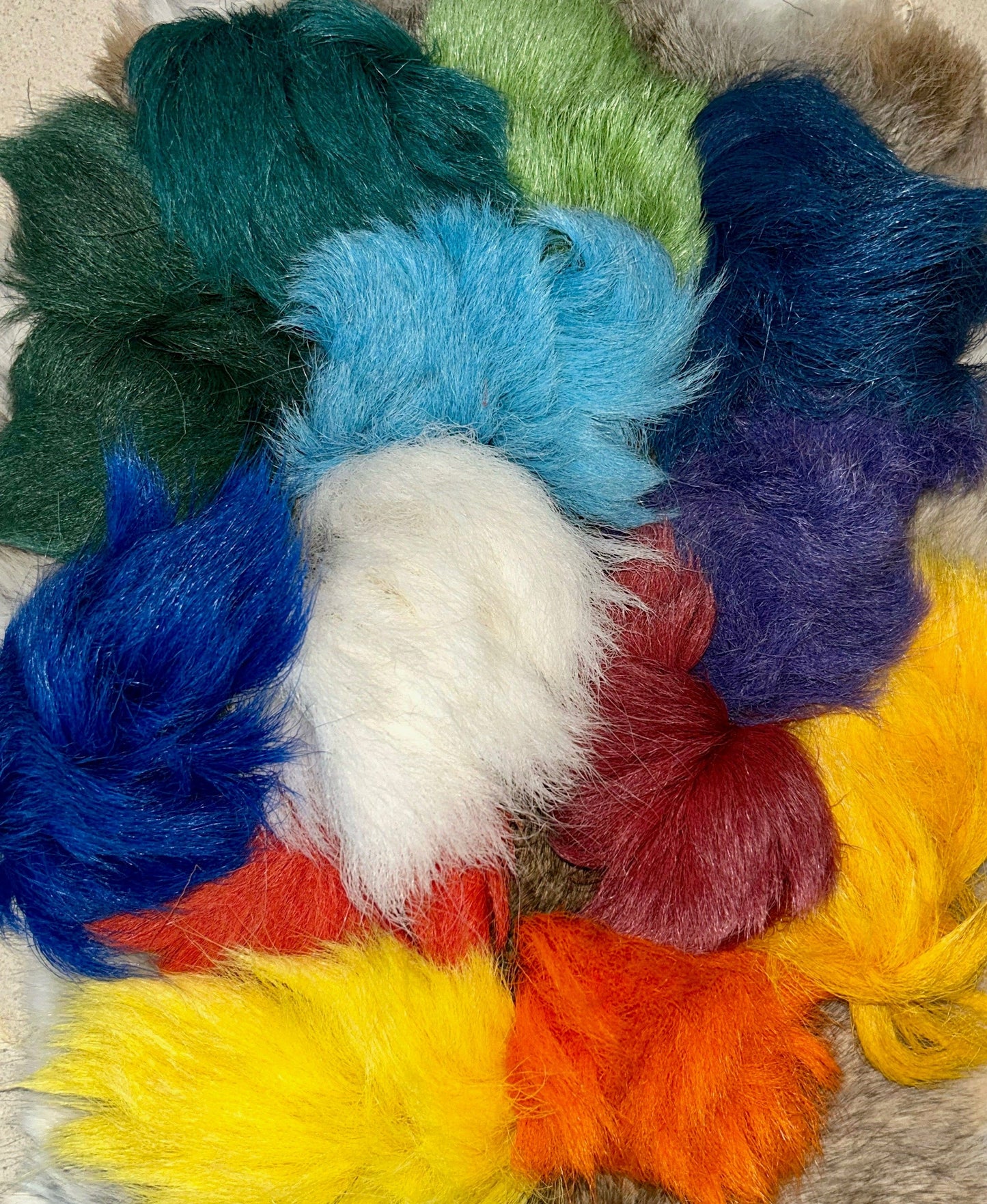 Royal Blue Caribou Fur Dyed Natural Caribou Fur 1×3 inch Strip for Tufting