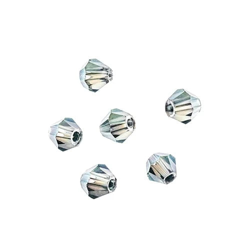 4mm Crystal Lane Bicone, Transparent Green Luster Crystal Lane