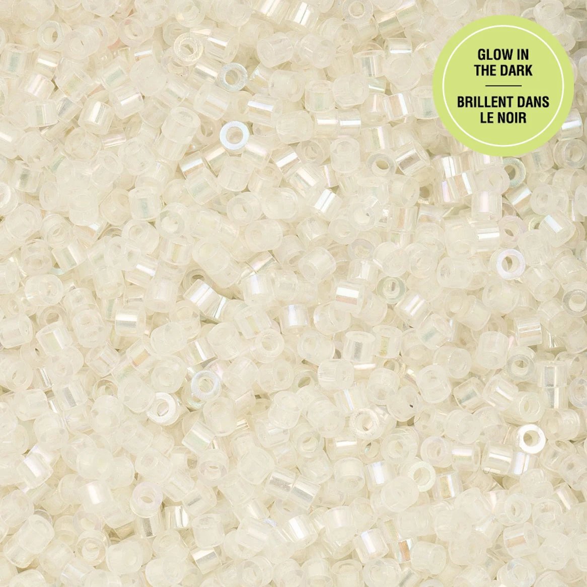 Cylin Bead 11/0 25g Bag Glow in Dark AB - White to Green Cylin Bead 11/0