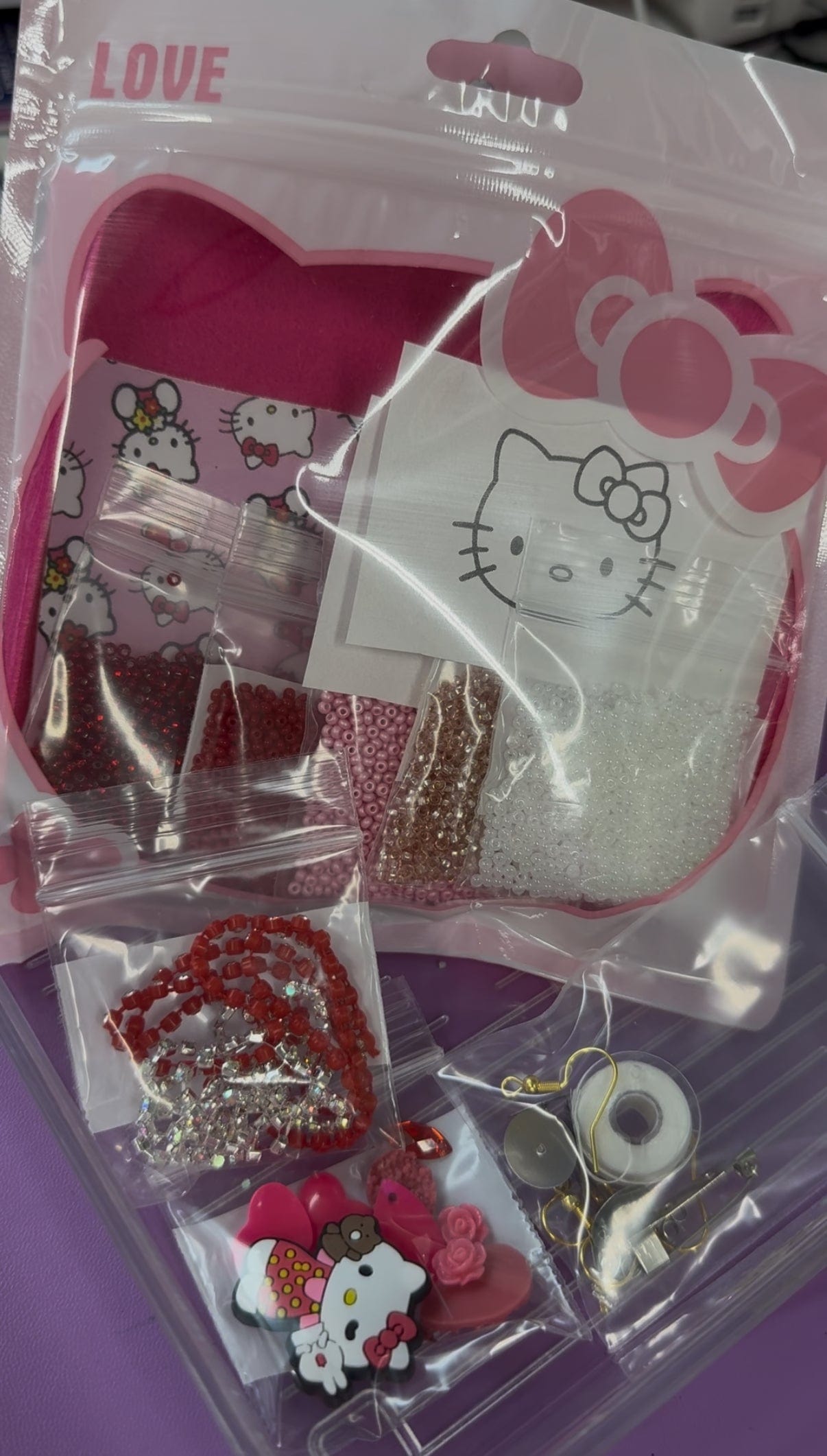 "Hello Kitty" Pink Themed Beaded Earring Starter Kits, Promotional Promotions