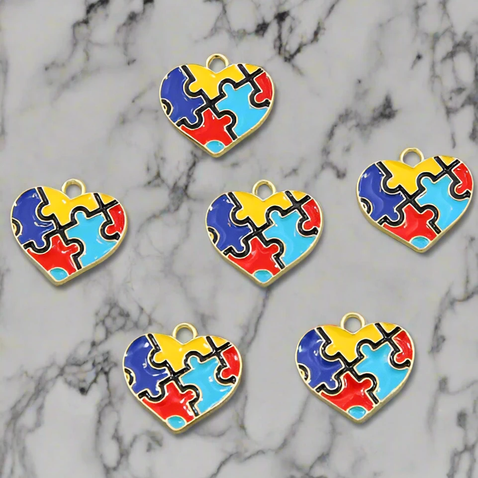 "Hello Love Good bye" Color Enamel Splicing Heart Charms Pendant for Jewelry Making Earrings Bracelet Necklace Accessories Resin Gems