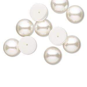 12mm Off White Pearl Round Acrylic Pearl Gems Glue on Pearl Gems (Sold in Pair) Resin Gems
