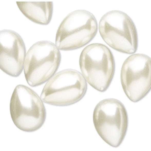 14*10mm Antique White Ivory Pearl Teardrop Acrylic Pearl Gems Glue on Pearl Gems (Sold in Pair) Resin Gems