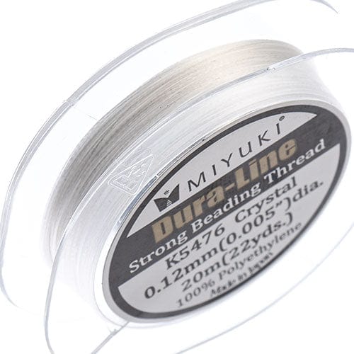Mini White Miyuki Dura-Line Crystal Clear 0.15mm or 0.12mm, 20 meters, Strong Beading Thread Basics