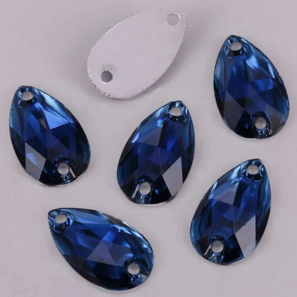 17*28mm Dark Blue Multi-Coloured Large Teardrop, Sew On, Resin Gem, (Sold in Pair) Resin Gems
