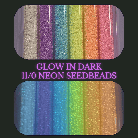 NEON GLOW IN DARK SET, 11/0 Seedbeads in 7g Tubes x 6 colours, BLACK FRIDAY PROMO Promotions