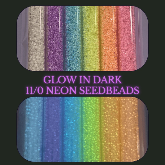 NEON GLOW IN DARK SET, 11/0 Seedbeads in 7g Tubes x 6 colours, BLACK FRIDAY PROMO Promotions