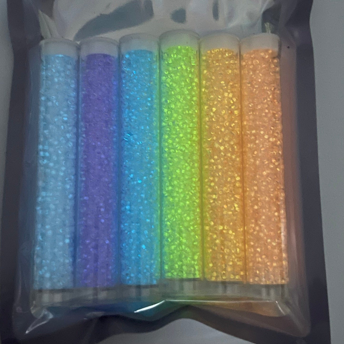NEON GLOW IN DARK SET, 11/0 Seedbeads in 7g x 6 colours, BLACK FRIDAY PROMO Promotions