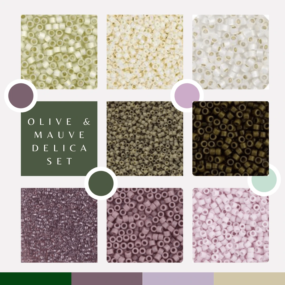 "Olive & Mauve" Set, 8 Delica Beads Set, Promotion Promotions