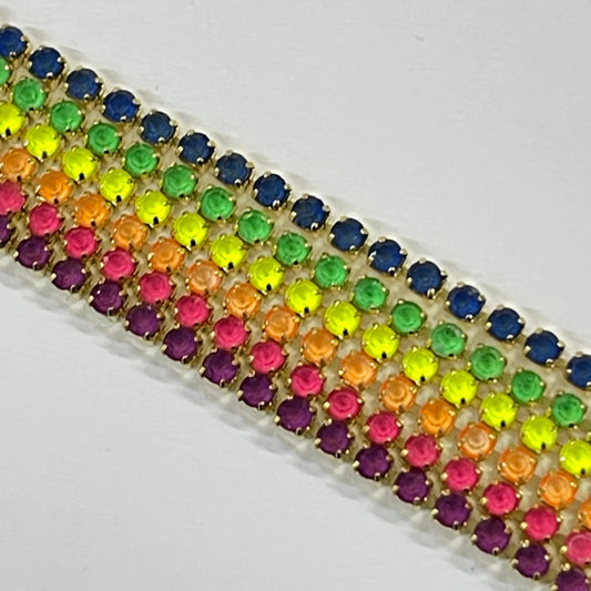 Opal Neon Rainbow 6 x 1 yard Ss6 Mixed Coloured Metal Rhinestone Metal Set, Promotions Promotions