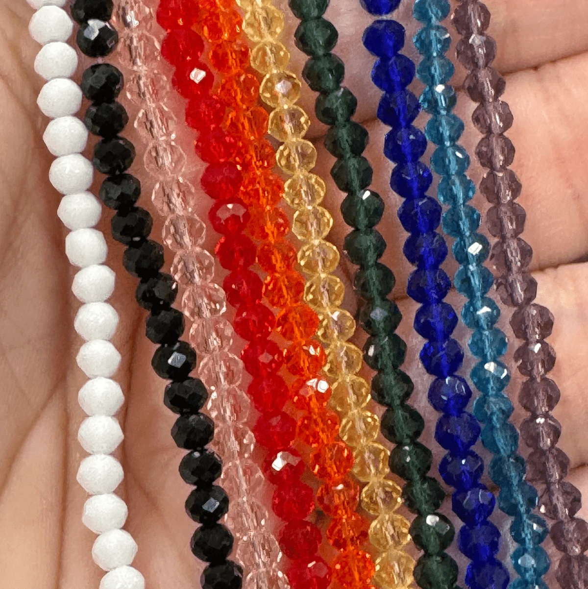 Rainbow Rondelle Bead Set - 10 Colours of 3mm Rondelle Glass Beads Set, Promotions Bicone Beads