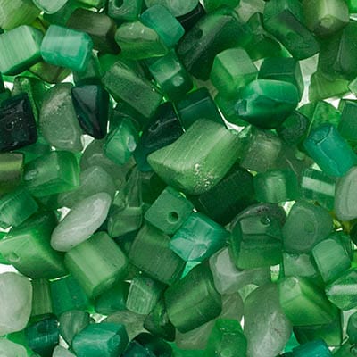 Semi-Precious Chips 22g Vial - Green Pearl Beads