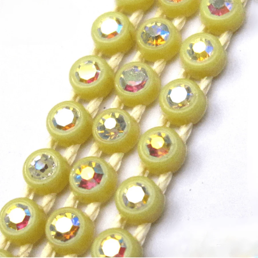 Ss6 Butter Yellow AB Plastic Rhinestone Banding Trim, Sold by yard Ss6 Plastic Rhinestone Banding Rope