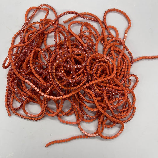 Ss6 Coral Pink stone on Orange Coloured Metal Rhinestone Chain (Sold in 36") SS6 Metal Rhinestone Chain
