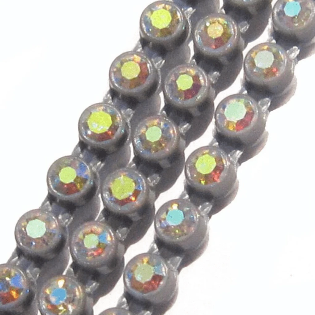 Ss6 Grey AB Plastic Rhinestone Banding Trim, Sold by yard Ss6 Plastic Rhinestone Banding Rope