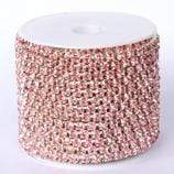 Ss6 Light Pink on SILVER Metal Rhinestone Chain (Sold in 36") SS6 Metal Rhinestone Chain