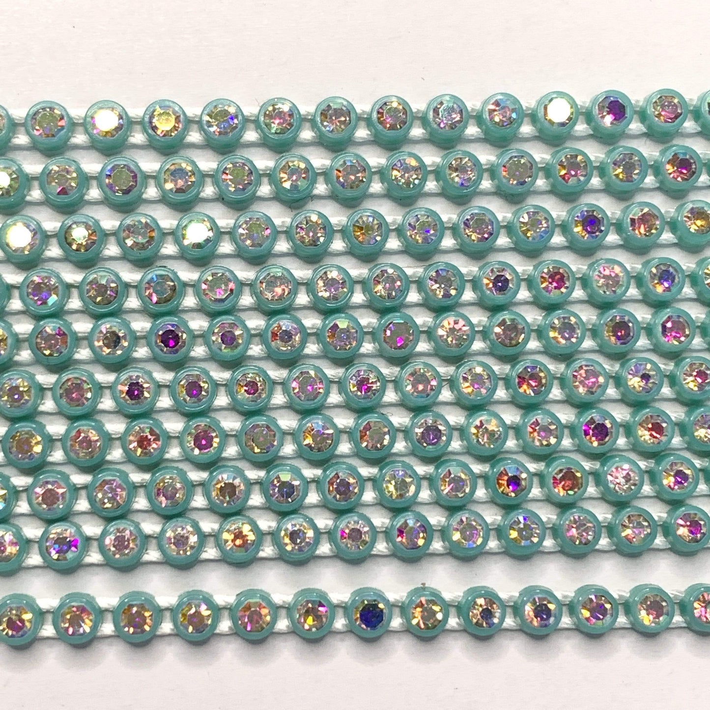 Ss6 Mint Green AB Plastic Rhinestone Banding Trim, Sold by yard Ss6 Plastic Rhinestone Banding Rope