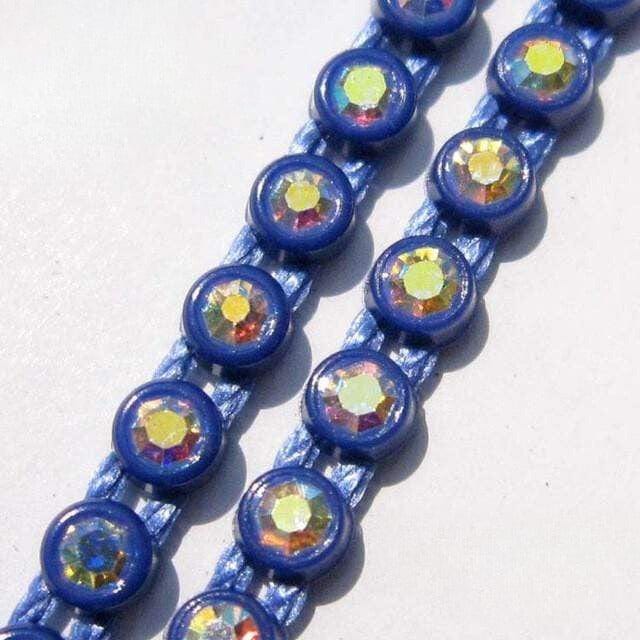 Ss6 Navy Blue AB Plastic Rhinestone Banding Trim, Sold by yard Ss6 Plastic Rhinestone Banding Rope