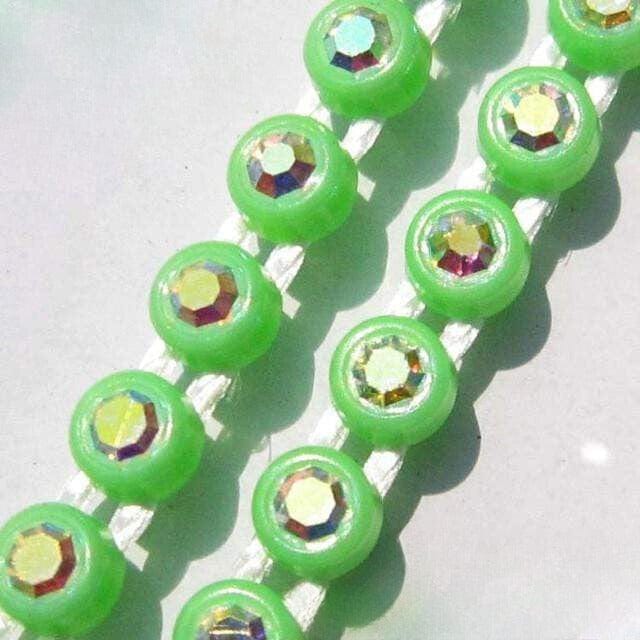 Ss6 Neon Green AB Plastic Rhinestone Banding Trim, Sold by yard Ss6 Plastic Rhinestone Banding Rope