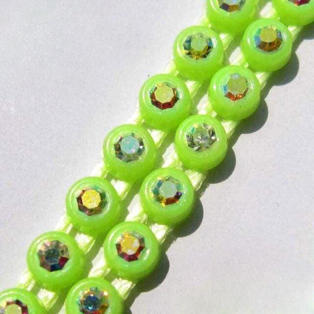 Ss6 Neon Yellow AB Plastic Rhinestone Banding Trim, Sold by yard Ss6 Plastic Rhinestone Banding Rope