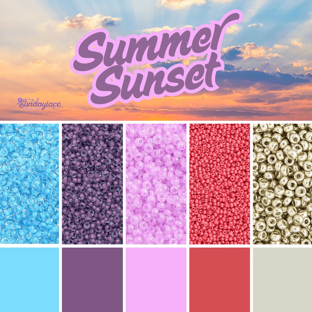 “Summer Sunset” 5 x 22g 10/0 Seed Bead Set, Promotions 10/0 Preciosa Seed Beads