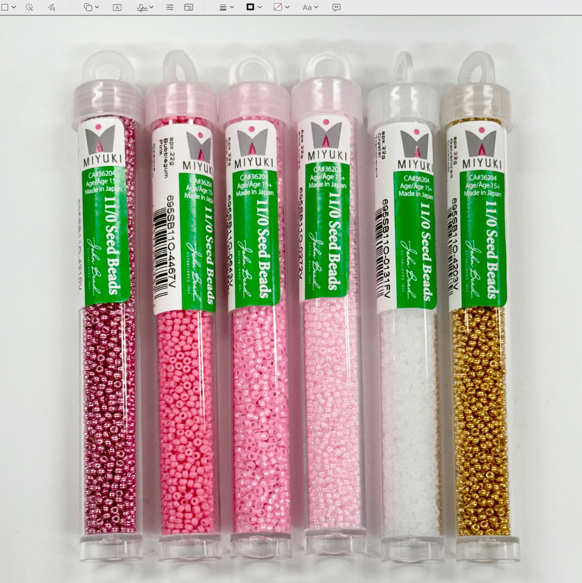 "Sweetheart" 🎀 Pink Ombre Set 11/0 Miyuki Seedbeads, 6 x 22g Vials Promotions Promotions