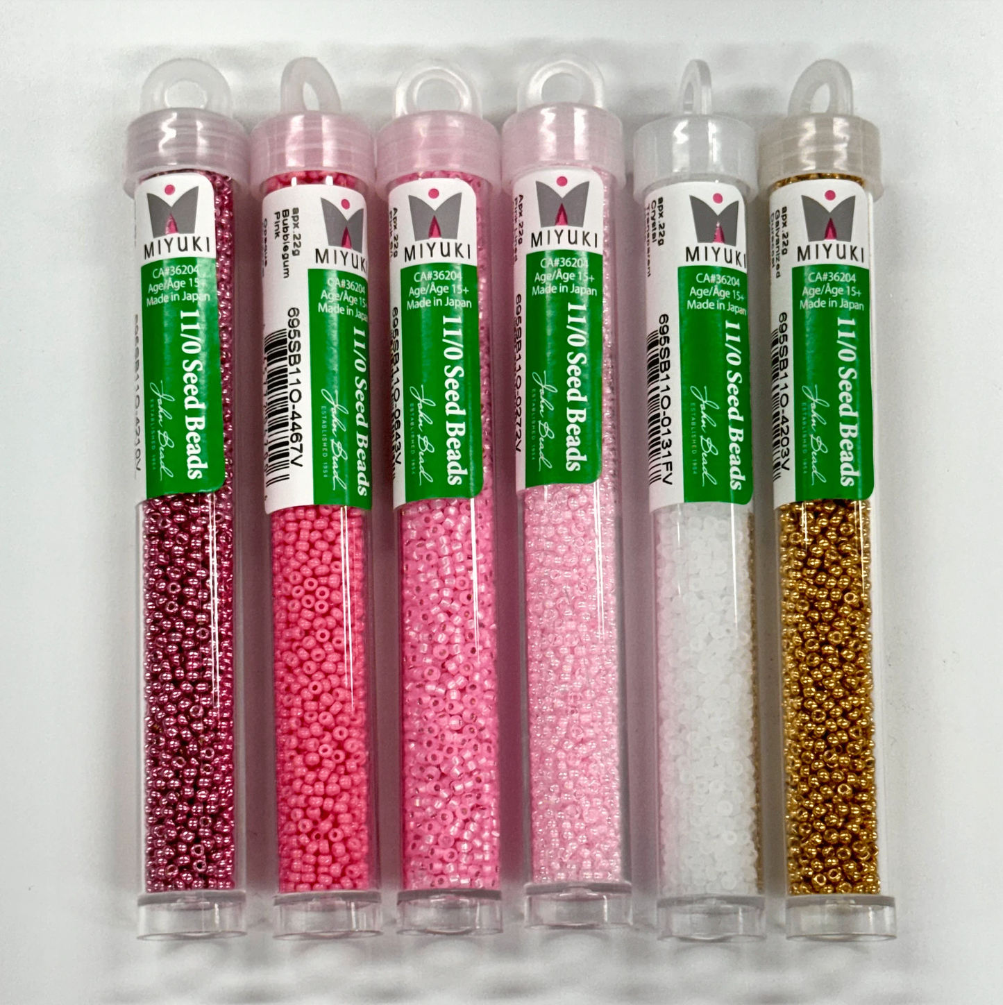 "Sweetheart" đ Pink Ombre Set 11/0 Miyuki Seedbeads, 6 x 22g Vials Promotions Promotions