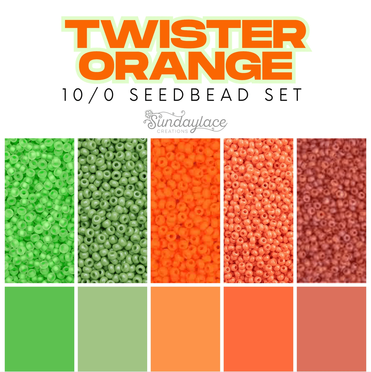 “Twister Orange” 5 x 22g 10/0 Seed Bead Set, Promotions 10/0 Preciosa Seed Beads