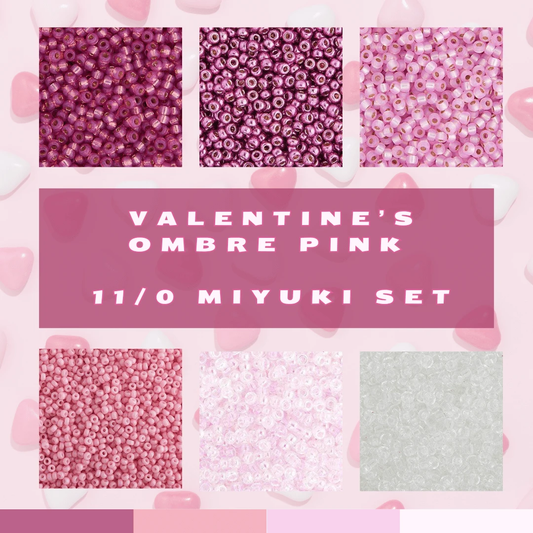 Valentine's Pink Ombre Set, 11/0 Miyuki Seed Beads, Set of 6 x 22g vials Promotions