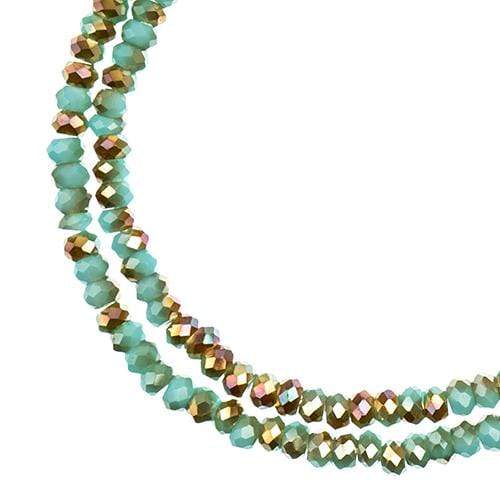 Sundaylace Creations & Bling Rondelle Beads 1.5*2.5mm Crystal Lane Rondelle, Opaque Blue w/Half Champagne Luster