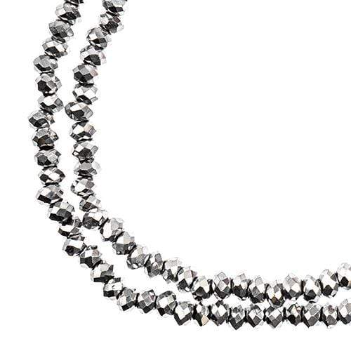 Sundaylace Creations & Bling Rondelle Beads 1.5*2.5mm Crystal Lane Rondelle, Opaque Silver Iris