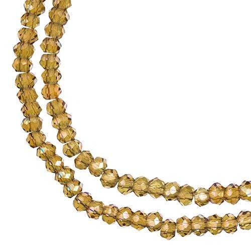 Sundaylace Creations & Bling Rondelle Beads 1.5*2.5mm Crystal Lane Rondelle, Transparent Light Amber w/Purple Luster