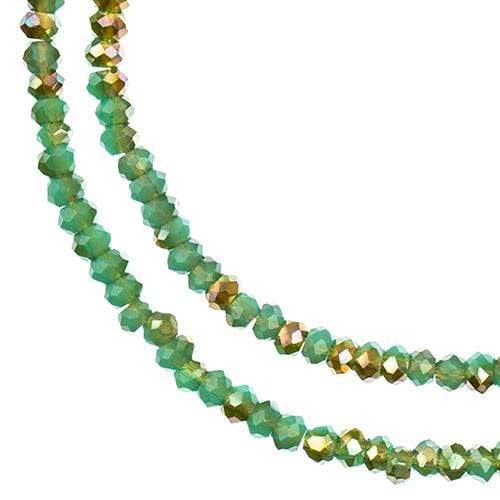 Sundaylace Creations & Bling Rondelle Beads 1.5*2.5mm Crystal Lane Rondelle, Turquoise Blue w/Half Champagne Luster
