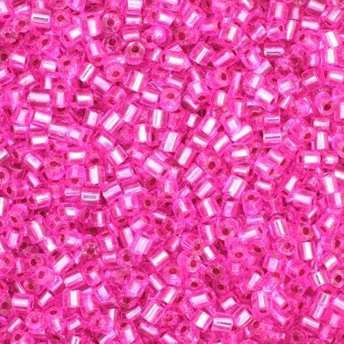 Preciosa Ornela 2-Cut Beads 10/0 2-Cut Beads, Silver Lined Fuchsia Dyed