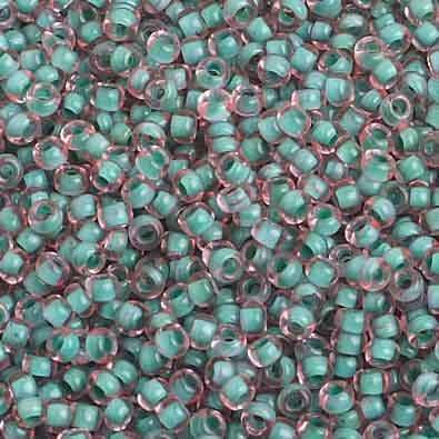 Sundaylace Creations & Bling 10/0 Preciosa Seed Beads 10/0 Pink/Teal Green Colour Lined Terra Preciosa Seed Bead *Hank