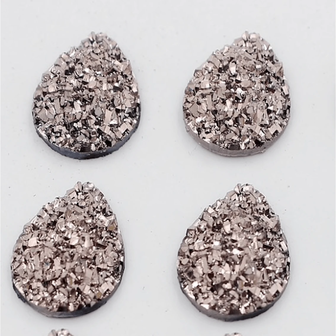 10*14mm, Bronze, Mixed Druzy Teardrop in Multiple Colours, Glue on, Resin Gem, (Sold in Pair)