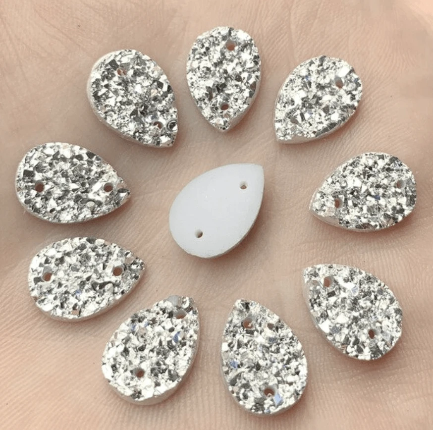 Sundaylace Creations & Bling Resin Gems 10*14mm Teardrop Faux Druzy in Multiple Colours, Glue on, Resin Gem