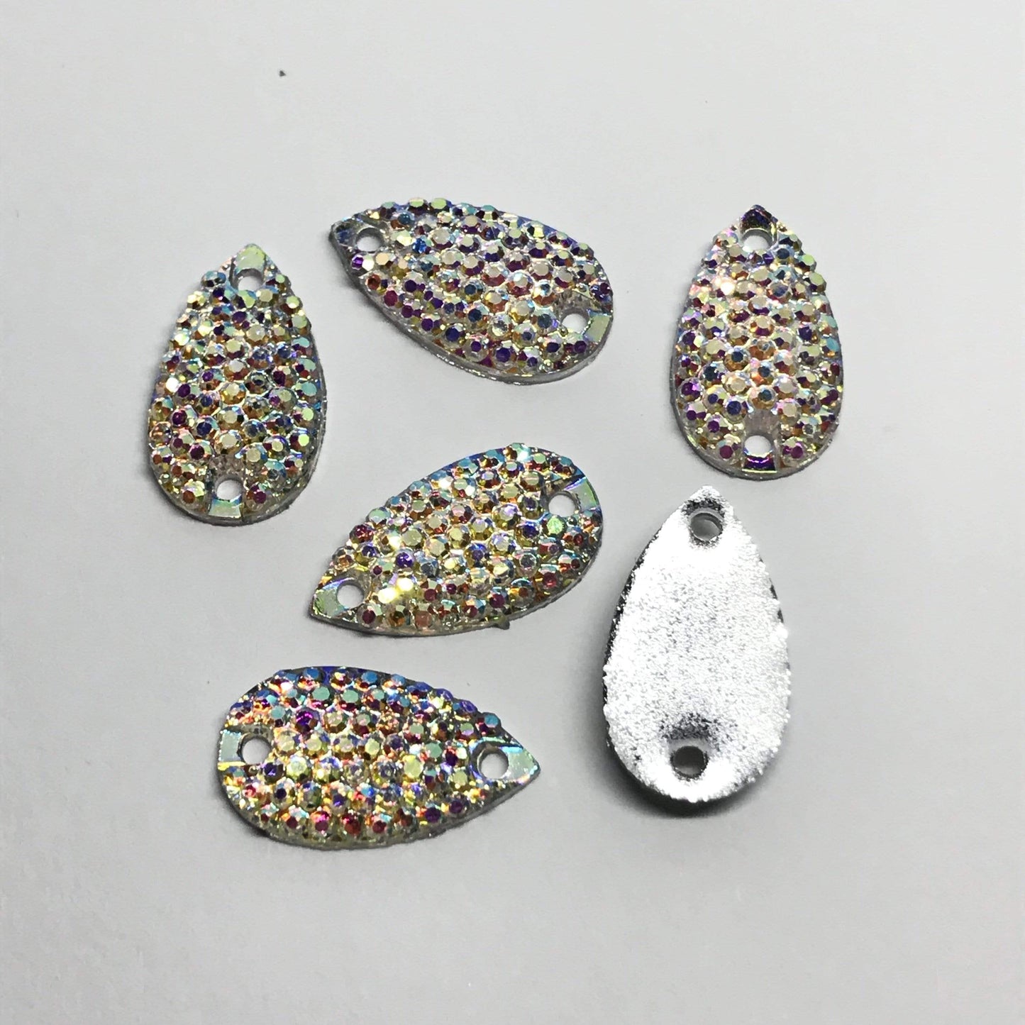 Sundaylace Creations & Bling Resin Gems 10*18mm AB Mermaid 10*18mm Ab and Purple Mermaid texture Teardrop, flat back, sew on, Resin Gem