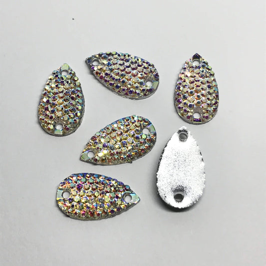 Sundaylace Creations & Bling Resin Gems 10*18mm AB Mermaid 10*18mm Ab and Purple Mermaid texture Teardrop, flat back, sew on, Resin Gem