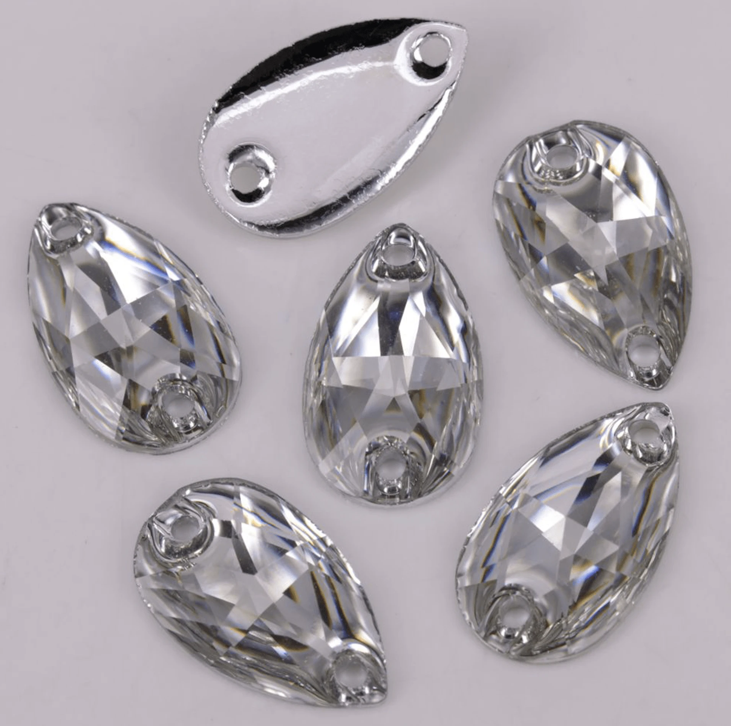 10*18mm, Sapphire Blue *medium Blue, Multi-colour Teardrop, Sew on, Resin Gem, (Sold in Pair)
