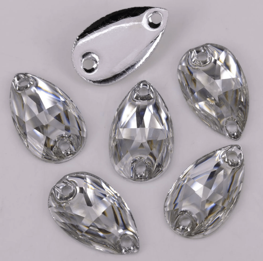 10*18mm Sapphire Blue *Medium Blue Multi- Teardrop, Sew On, Resin Gem, (Sold in Pair)