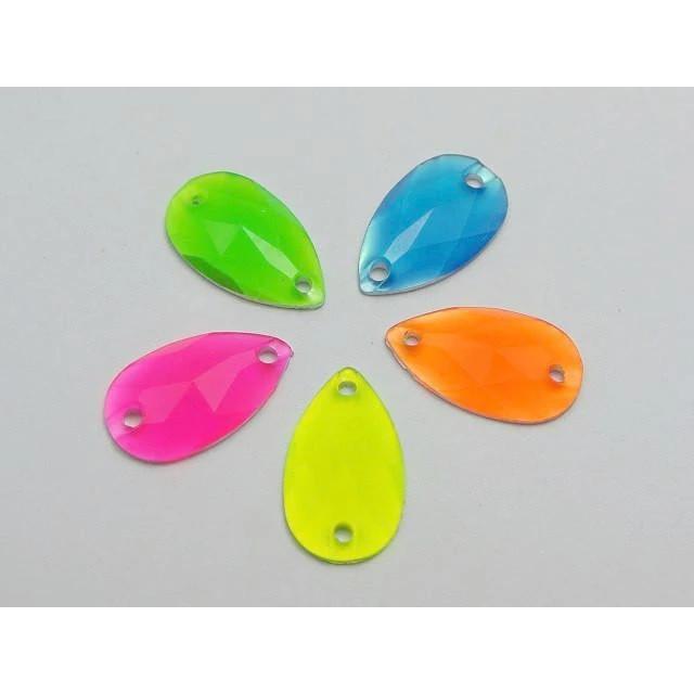 10*18mm, Pink Neon, Neon Teardrop, Sew on, Resin Gems, Resin Gem, (Sold in Pair)